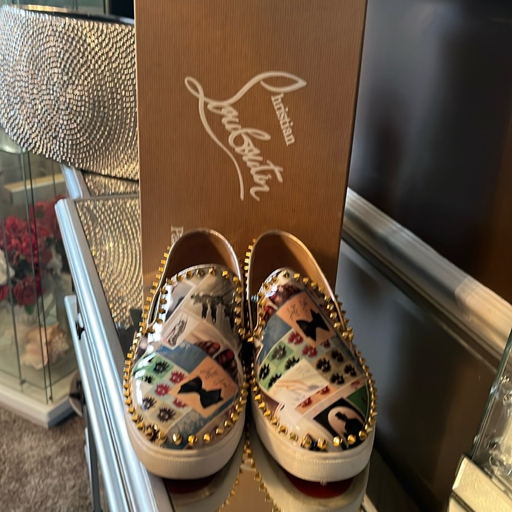 Christian Louboutin Pik Boat Woman Flat Patent Collage Nappa